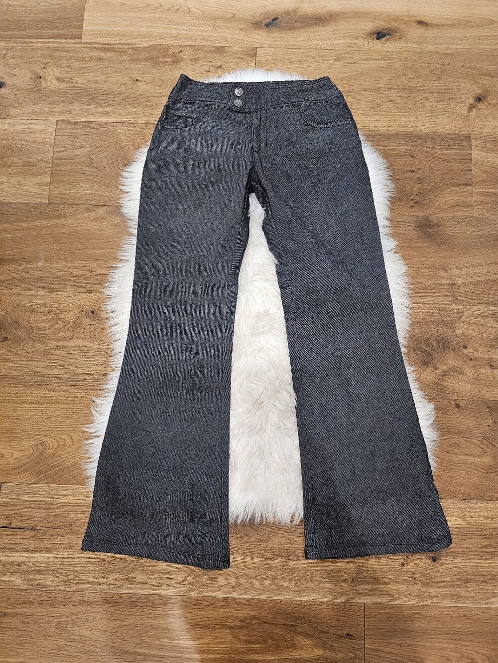Vintage Xhilaration Low Rise Women's Charcoal Flare Jeans - Soft Stretch Denim
